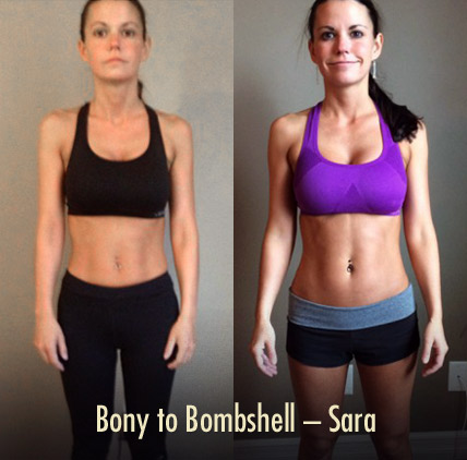 Bony to Bombshell Sara showing better posture (and more muscle)