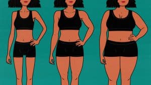 Imagine of three different female body shapes: thin, athletic, and curvy.