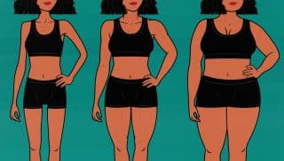 Imagine of three different female body shapes: thin, athletic, and curvy.