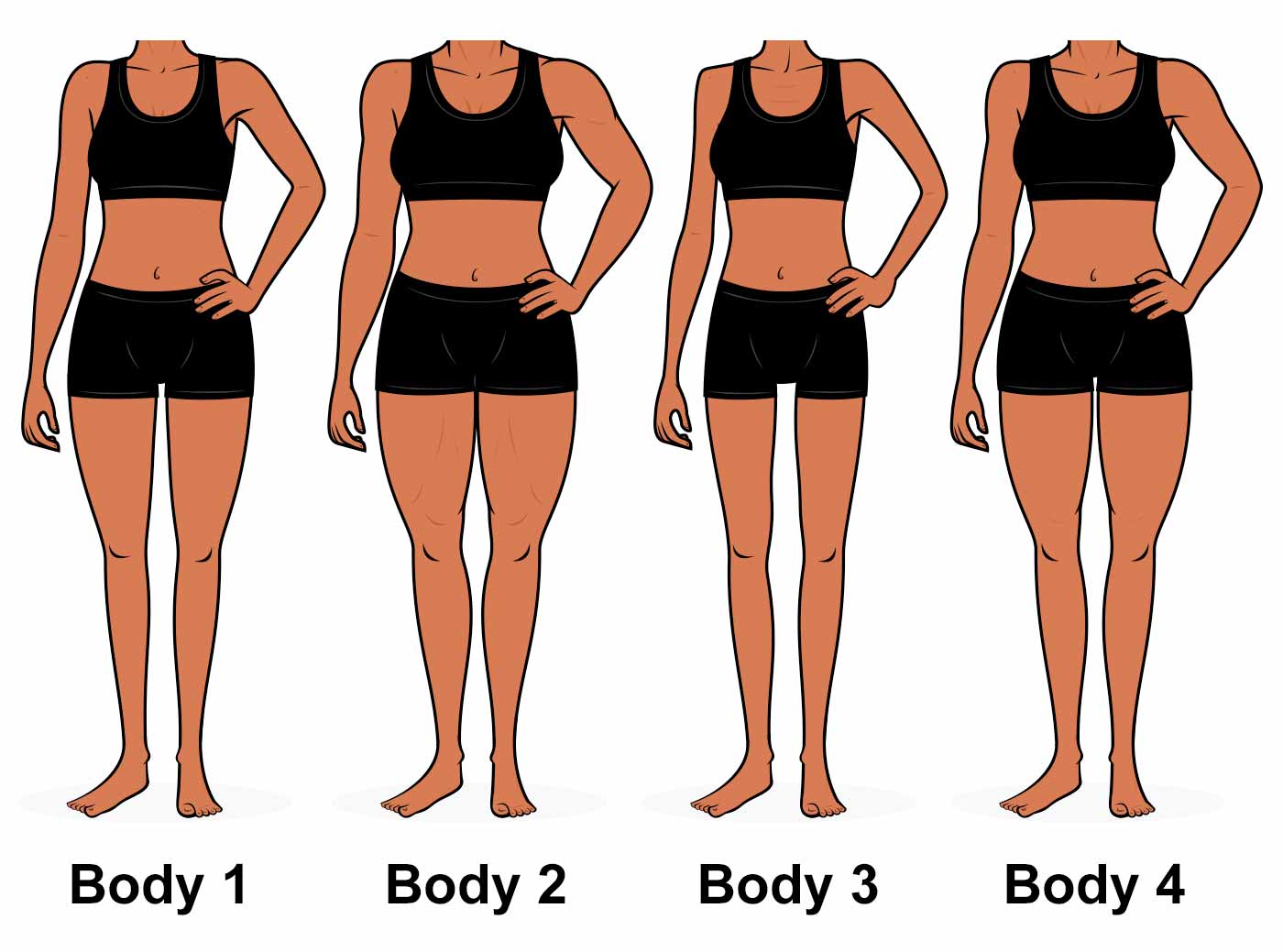 Survey illustration showing varying degrees of female muscularity.