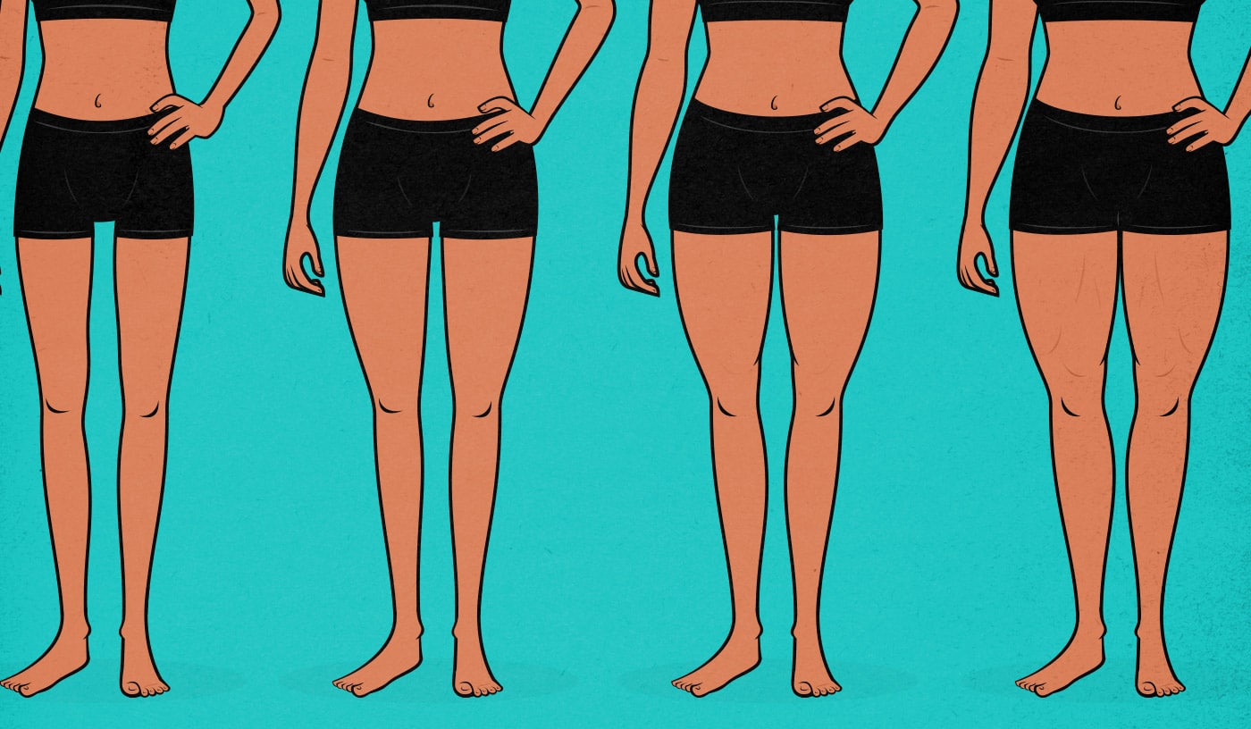 A slim 25-year-old woman with thin legs. (Left) Before the