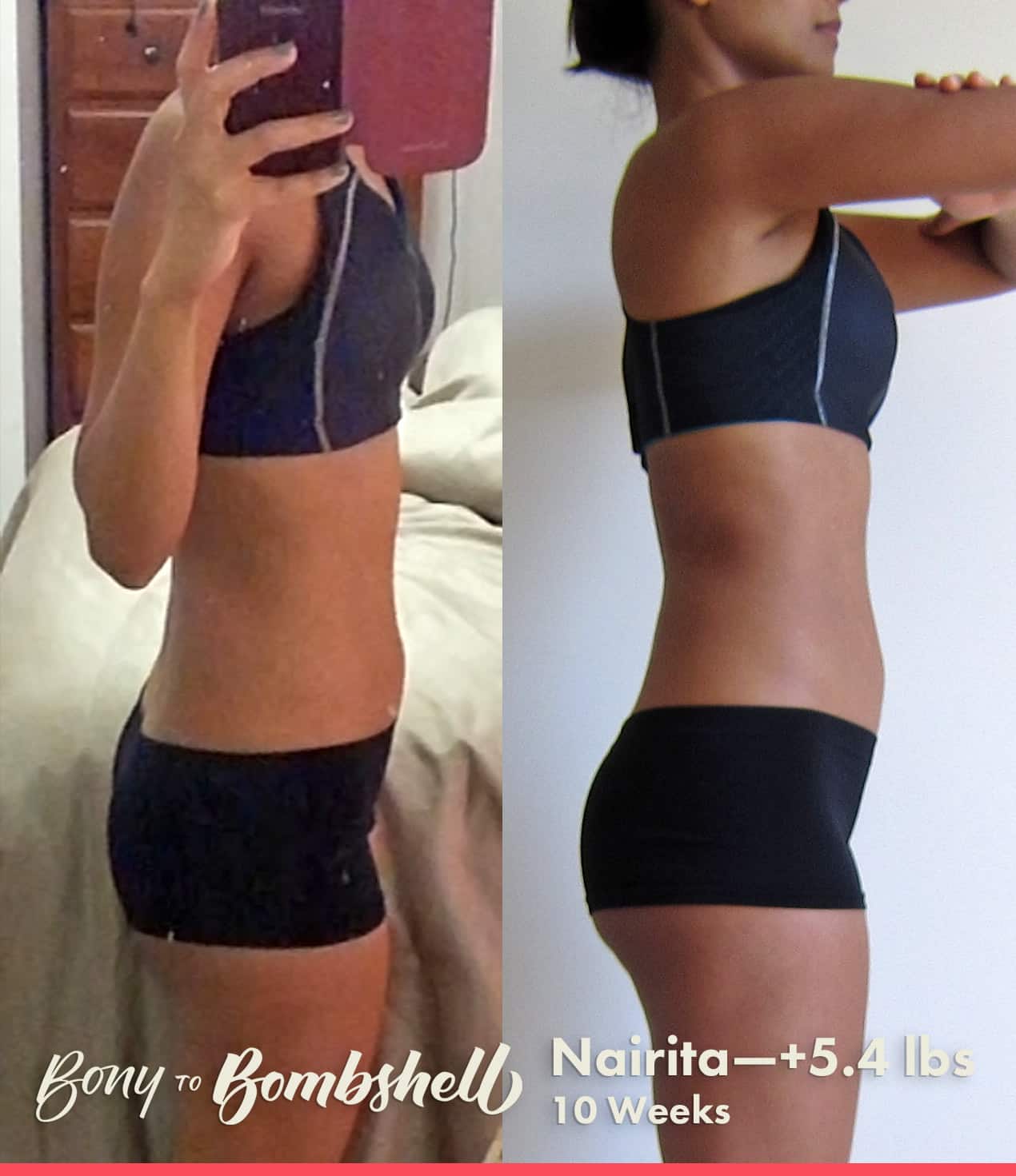Nairita Female Muscle Gain Before And After 10 weeks 5 pound gain